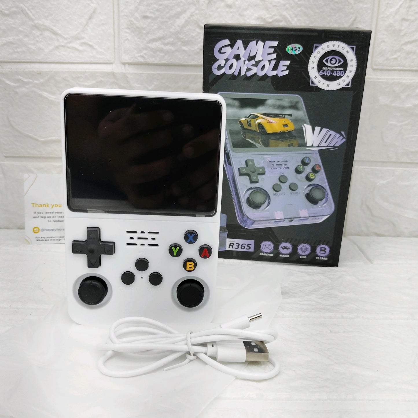 GSH X-Ninja R35S Retro 64GB White Video Game Console Mini Handheld Gameboy Built in 8000+ Classic Games + PSP Games