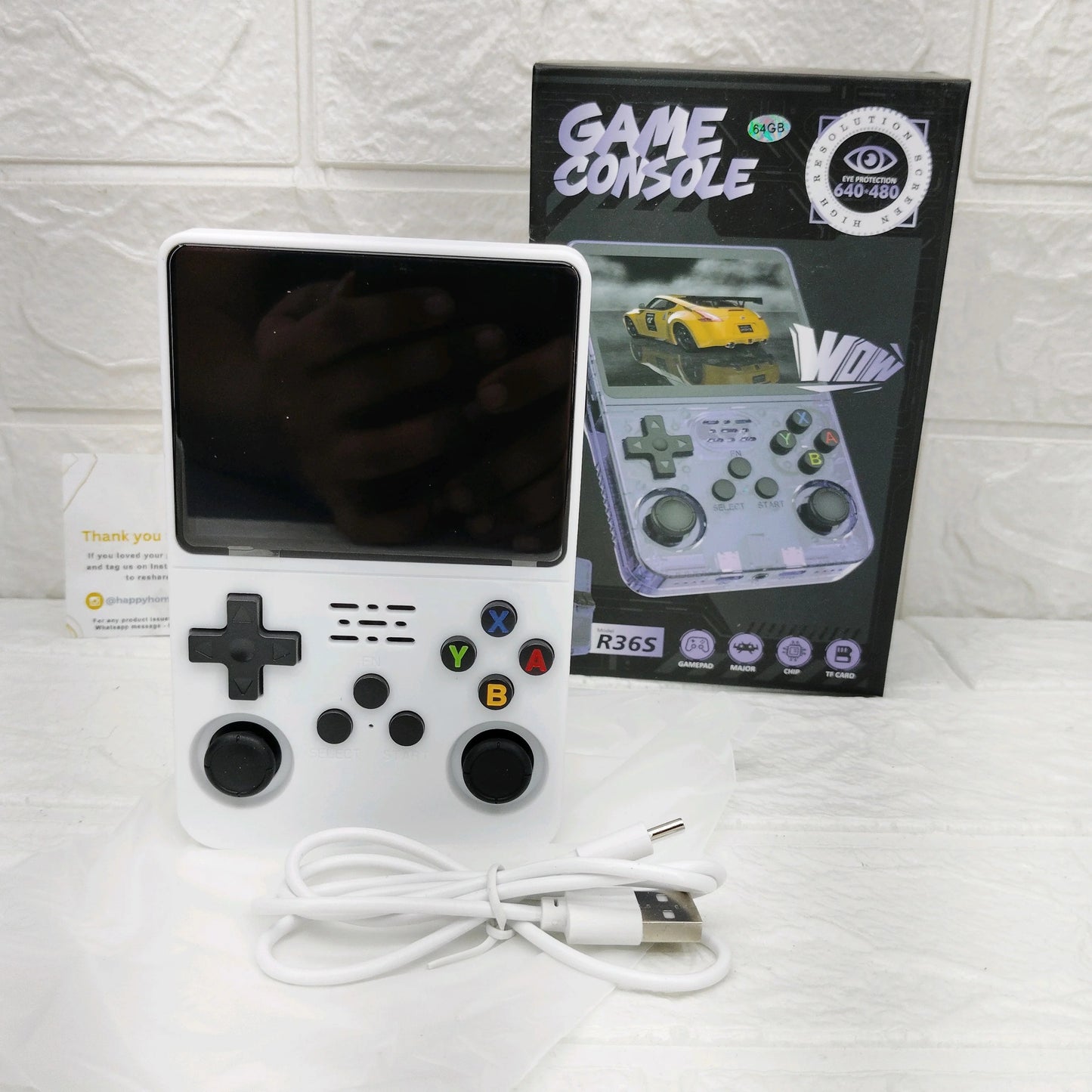 GSH X-Ninja R35S Retro 64GB White Video Game Console Mini Handheld Gameboy Built in 8000+ Classic Games + PSP Games