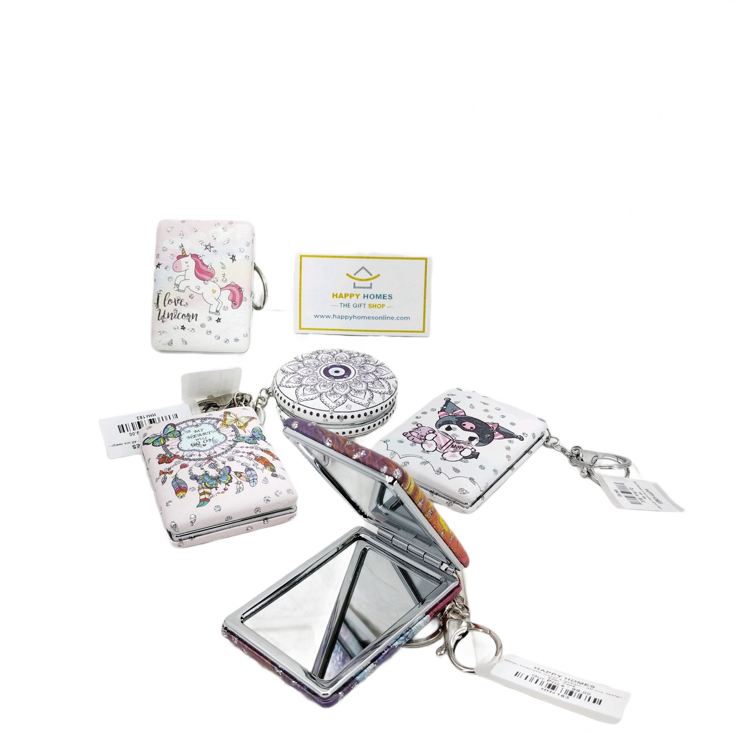 Glitter Cosmetic mirror keychain - All mix design - both shape